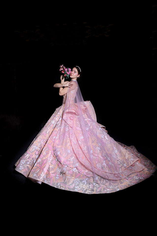 Muted pink corseted Ball Gown( OM 112 )