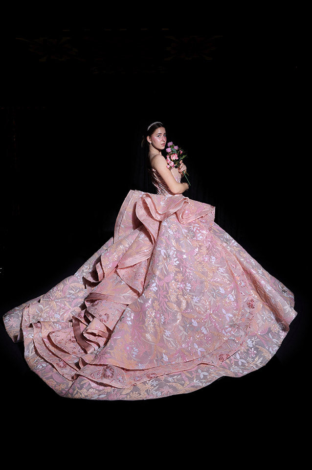 Muted pink corseted Ball Gown( OM 112 )