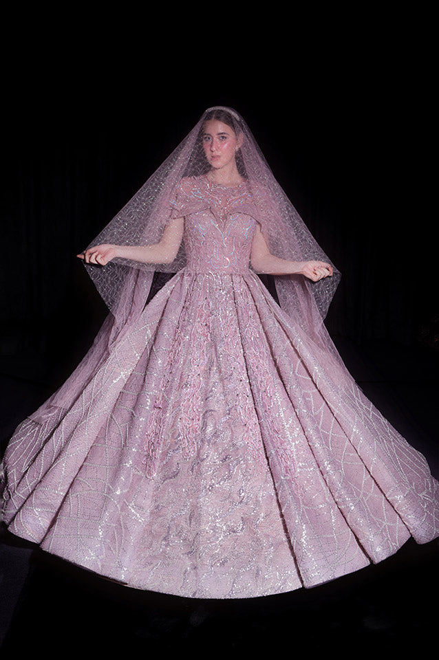 Pale mauve corseted Ball Gown( OM 110 )